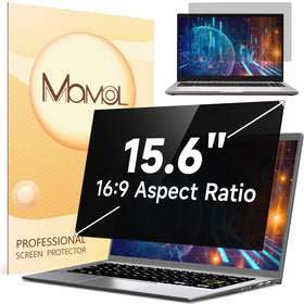 Mamol front view on 15.6 laptop showing clean fit and private display benefit