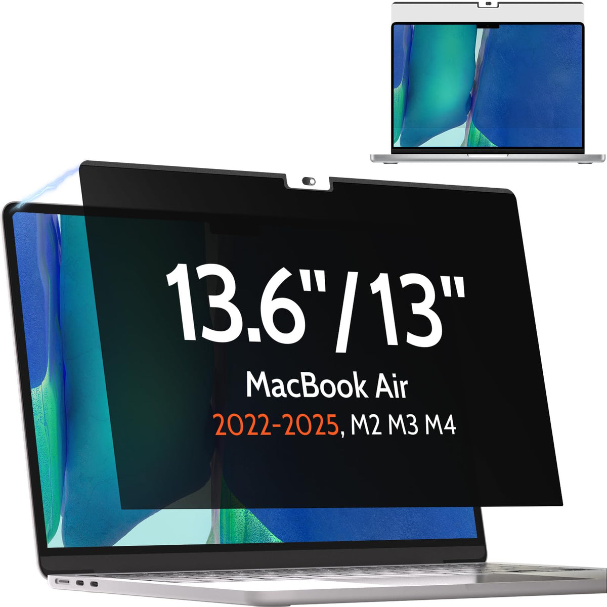 Mamol front view on MacBook Air 13.6 showing clean privacy protection and improved focus