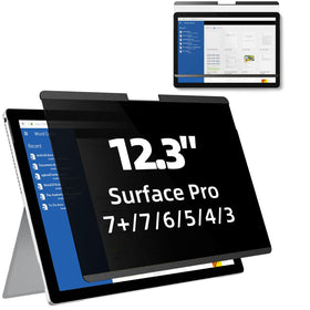 Mamol front view of magnetic privacy screen on Surface Pro showing clear front benefits