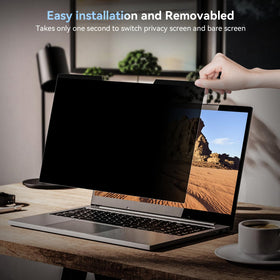 Mamol privacy screen in use at a café protecting screen content from side views