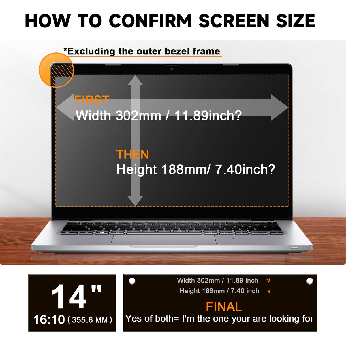 Mamol privacy screen 14 side profile reduces glare and helps focus.