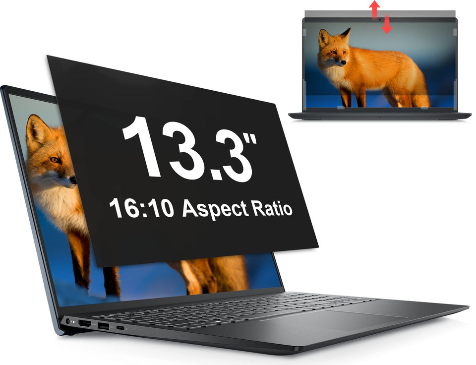Mamol 13.3-inch privacy filter front view for discreet privacy in public spaces.