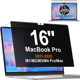 Mamol 360° privacy screen for MacBook Pro 16-inch blocks peeking in public.