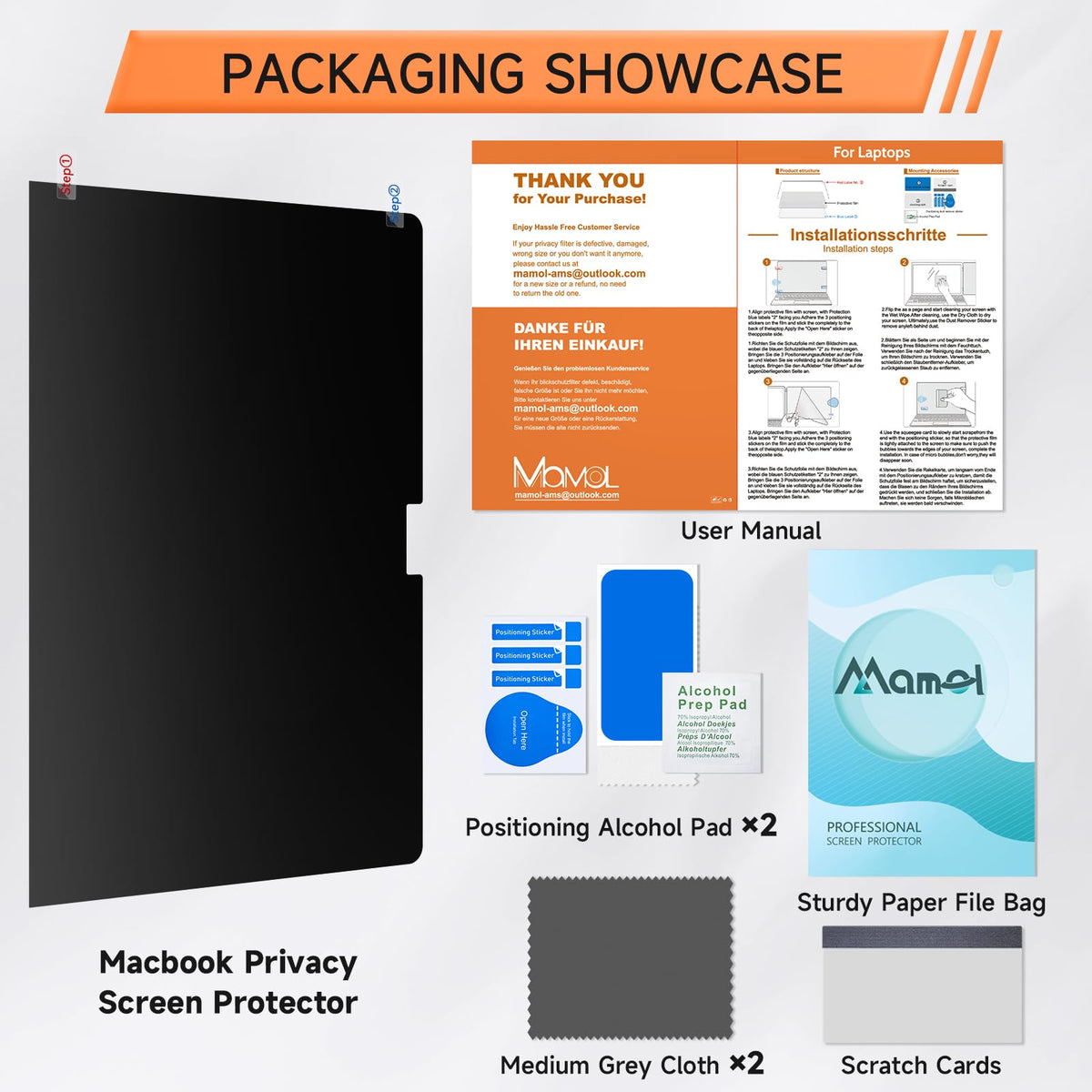 Mamol privacy screen on MacBook 13-inch Pro providing full coverage
