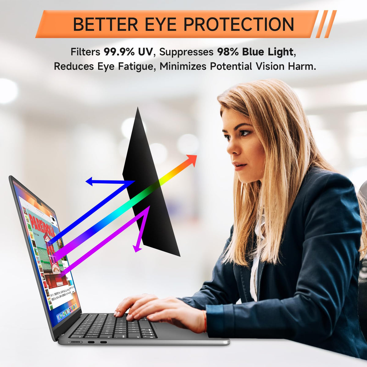 Anti-glare surface of Mamol privacy screen on MacBook Air 15-inch