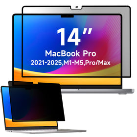 Mamol privacy screen on MacBook Pro 14 front view provides privacy while keeping on-screen clarity.