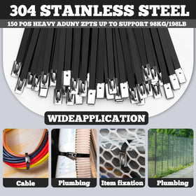 Manesi ties arrangement showing three stainless lengths, demonstrates corrosion-resistant options