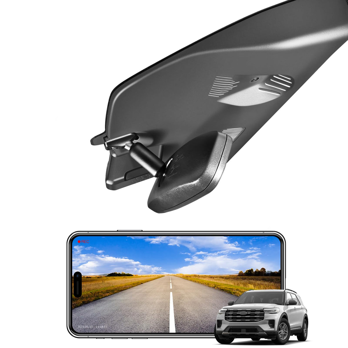 Mangoal 4K dash cam front camera for Ford Explorer with detailed UHD video