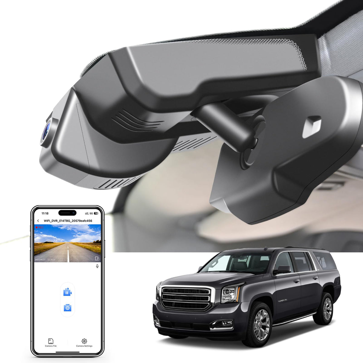 Mangoal 4K dash cam front view for GMC Yukon ensures clear footage.