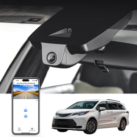 Mangoal 4K dash cam installed behind Toyota Sienna Gen4 rearview mirror