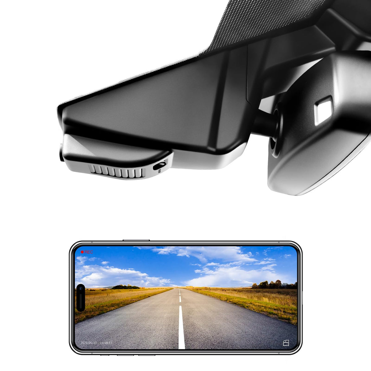Mangoal 4K dash cam installed behind the Explorer rearview mirror for a clean OEM look.
