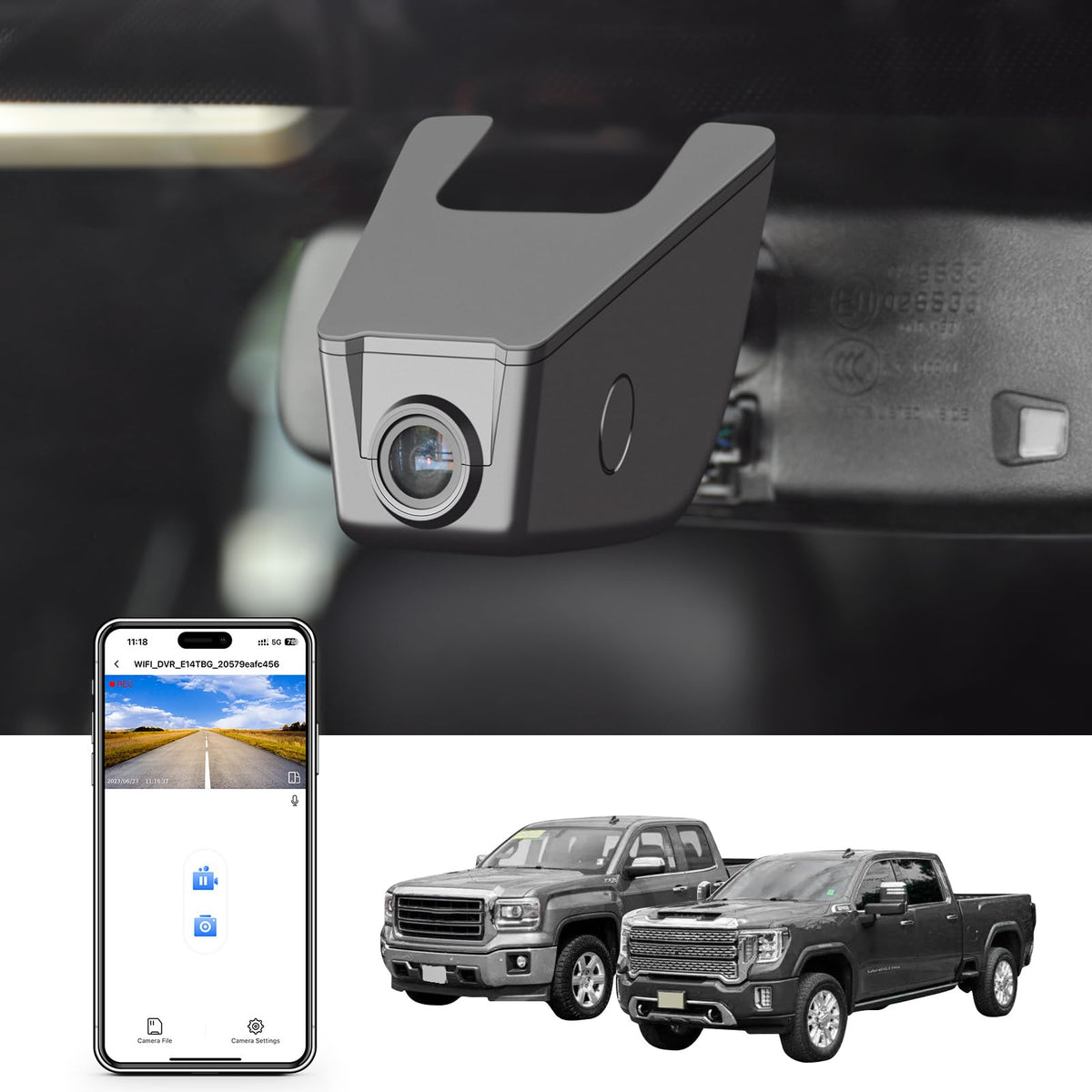 Mangoal 4K dash cam front view with OEM-like integration behind the mirror