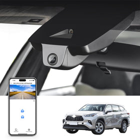 Mangoal 4K dash cam front view for Highlander Model A, crisp daytime recording.