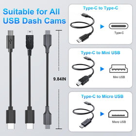 mangoal mini‑USB lead plugged into dashcam for reliable 5V power