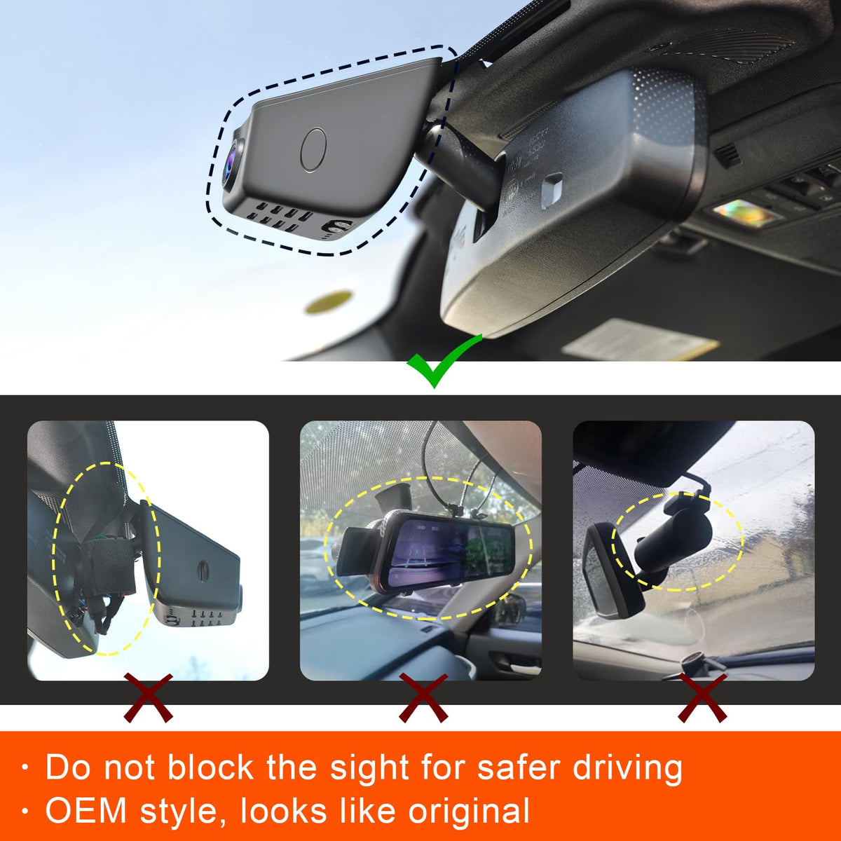 Mangoal dash cam behind-mirror OEM-look installation for Expedition