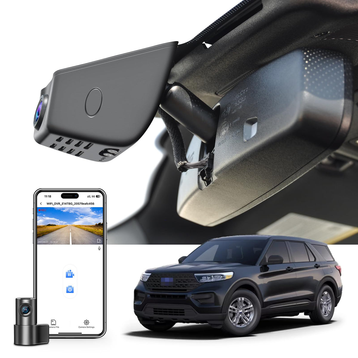 Mangoal Front 4K dash cam for Explorer with front view capture