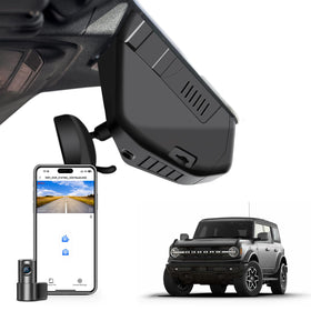 Mangoal front 4K dash cam on Bronco front view captures crisp daytime footage