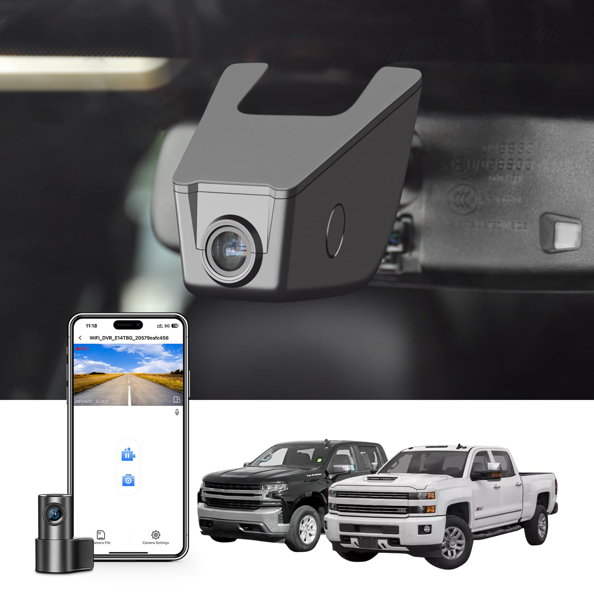Mangoal front 4K dashcam delivers crisp forward footage for Silverado