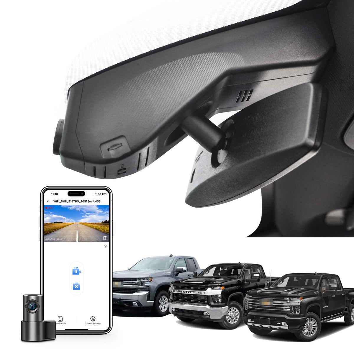 Mangoal front 4K dash cam front view for Silverado enhances road clarity