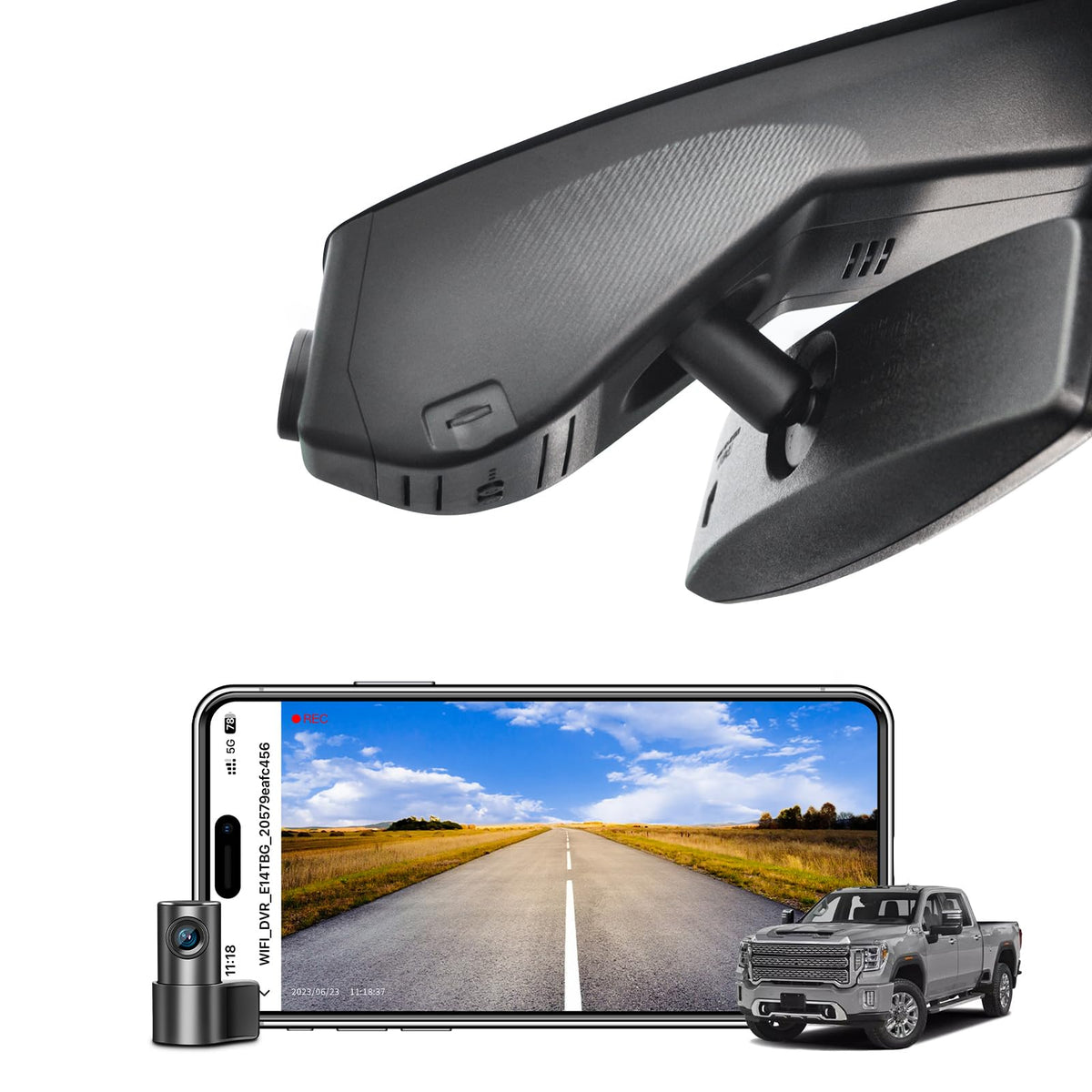 Mangoal front 4K dash cam front view for GMC Sierra with crisp forward footage