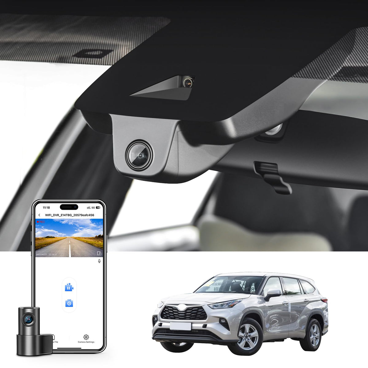 Mangoal front 4K dash cam for Toyota Highlander UX70 Gen4 with crisp road details