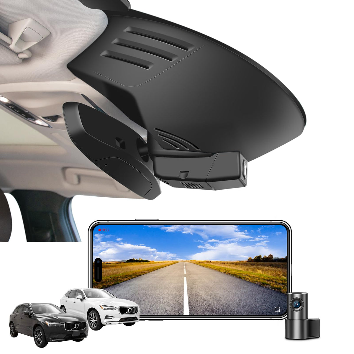 Mangoal Front 4K dash cam front view for XC60 with high detail capture