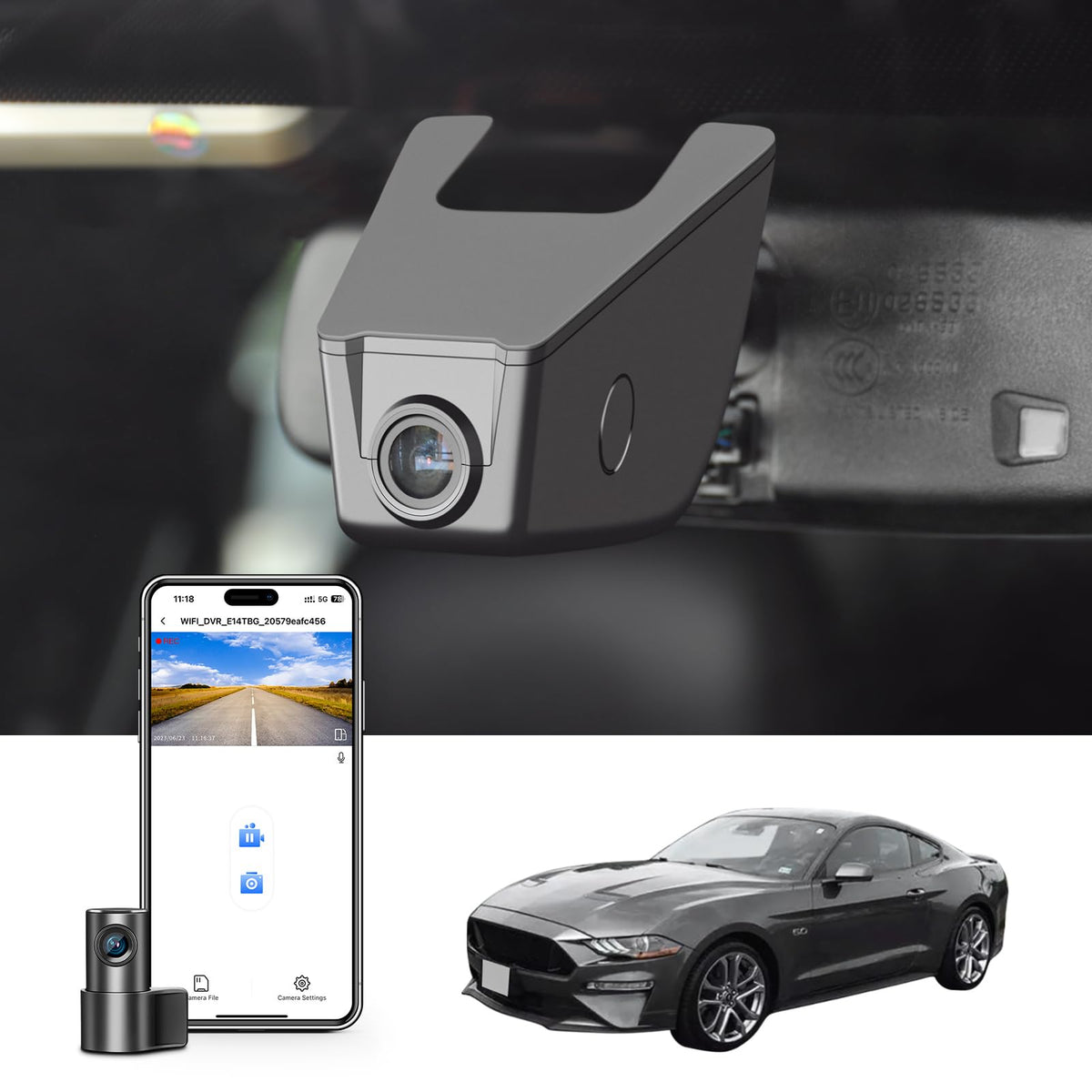 Mangoal Mustang front dashcam delivering 4K clarity for day and night driving