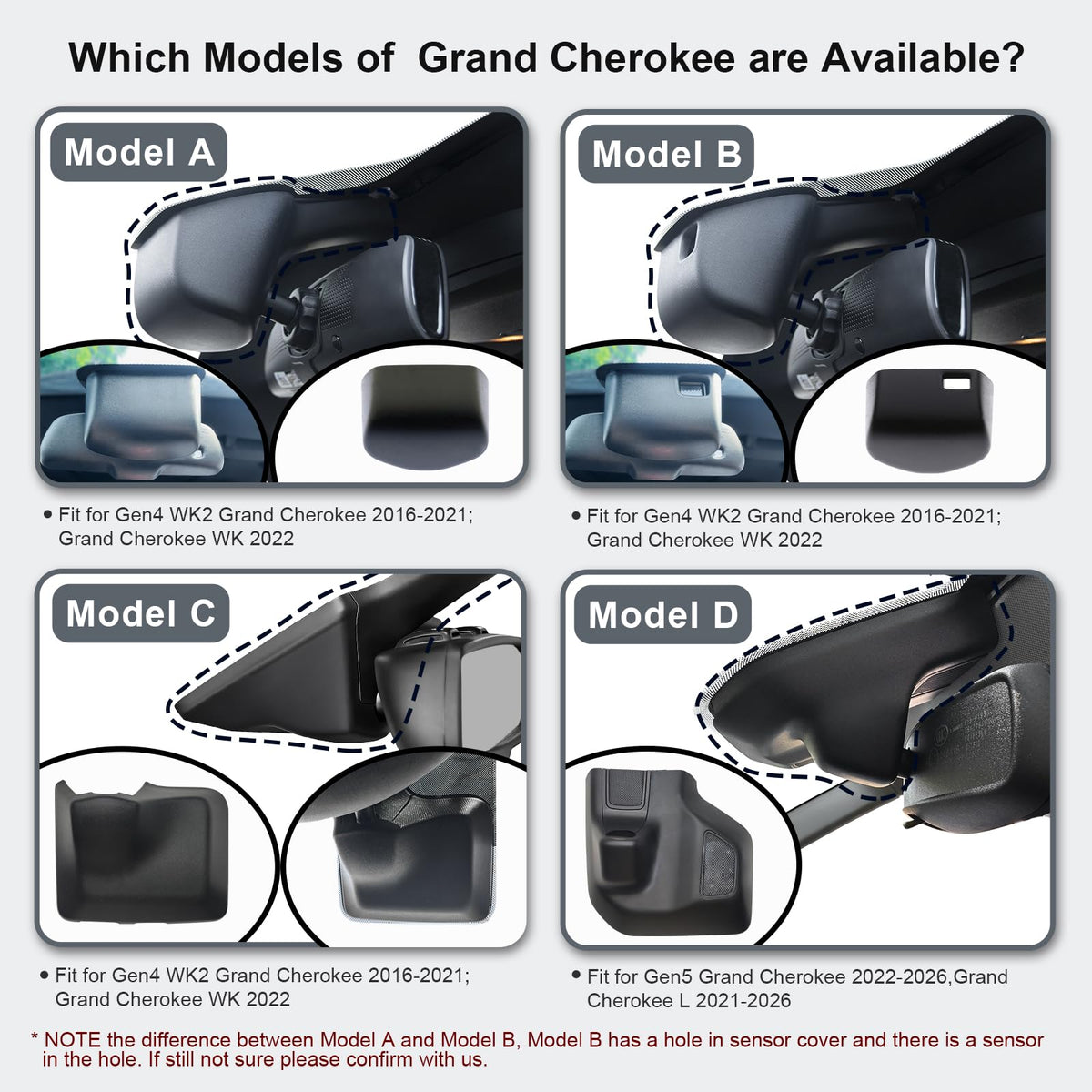 Mangoal OEM look installation behind the rearview mirror in a Jeep
