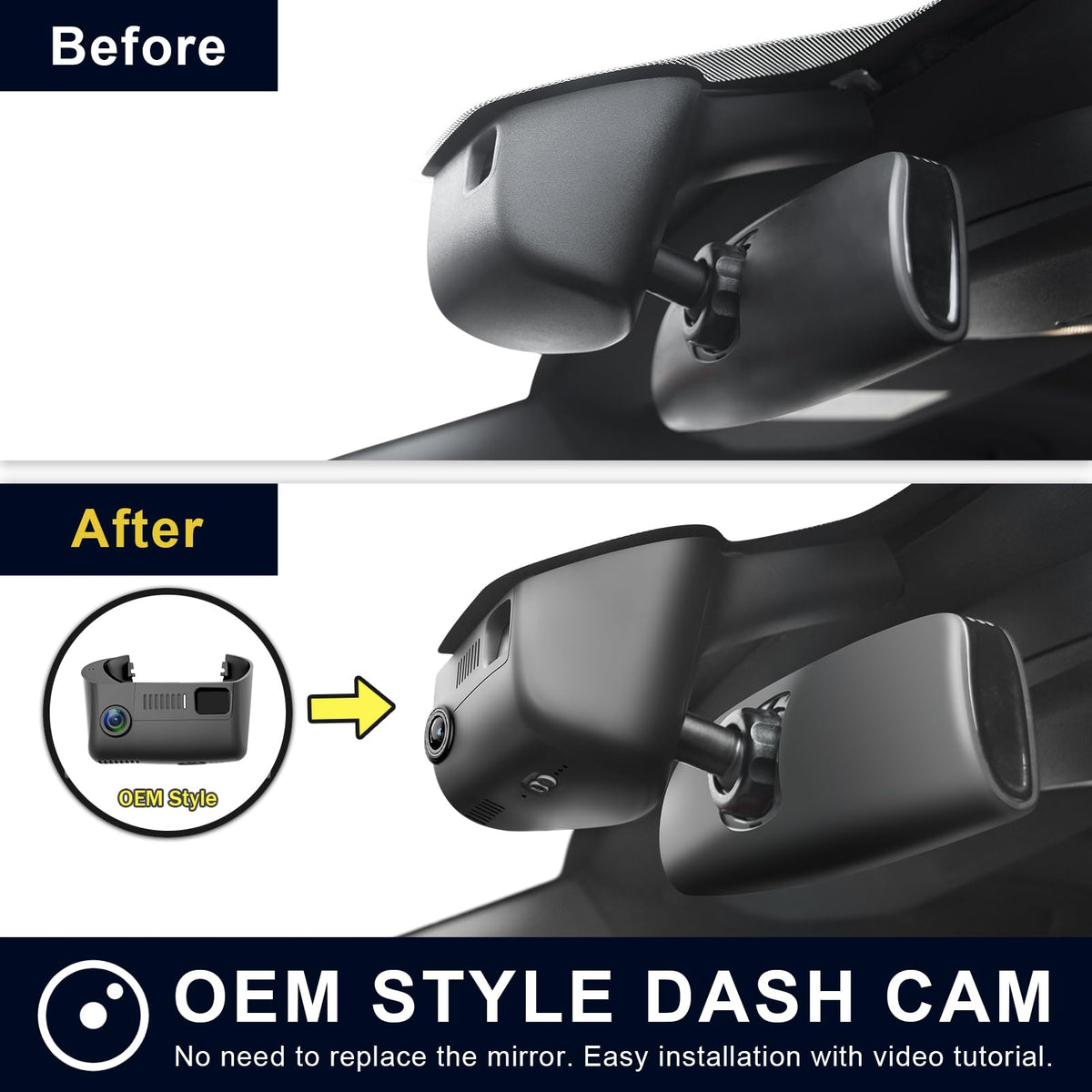 Mangoal OEM-look installation behind rearview mirror.