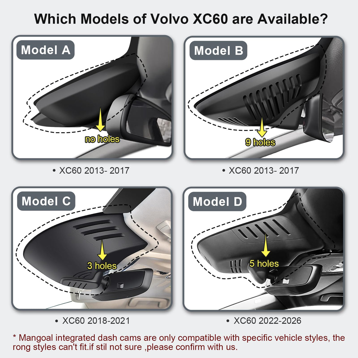 Mangoal Rear 1080P dash cam rear view capturing events behind the XC60