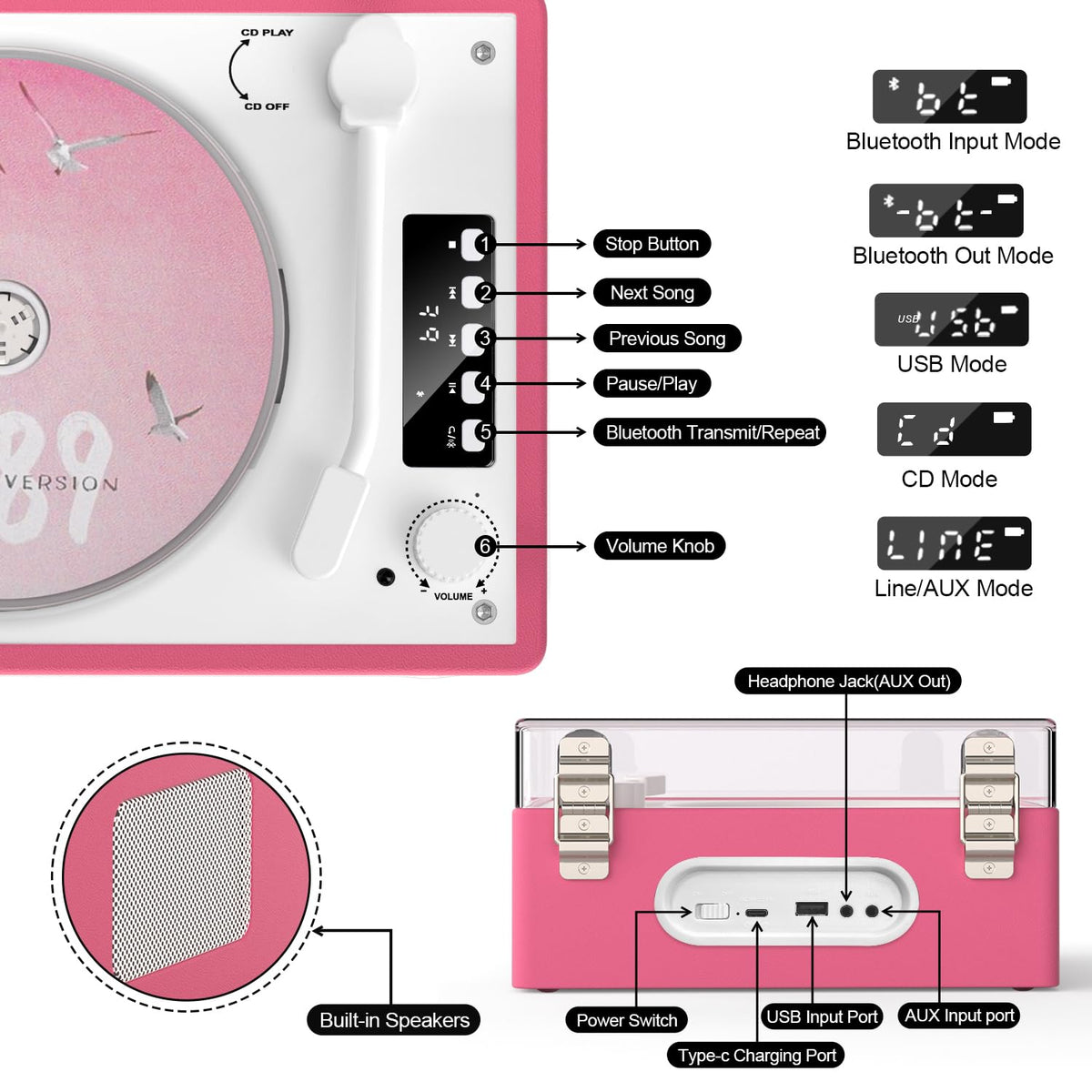 MANGOSTAN portable CD player fits neatly into any desk setup.