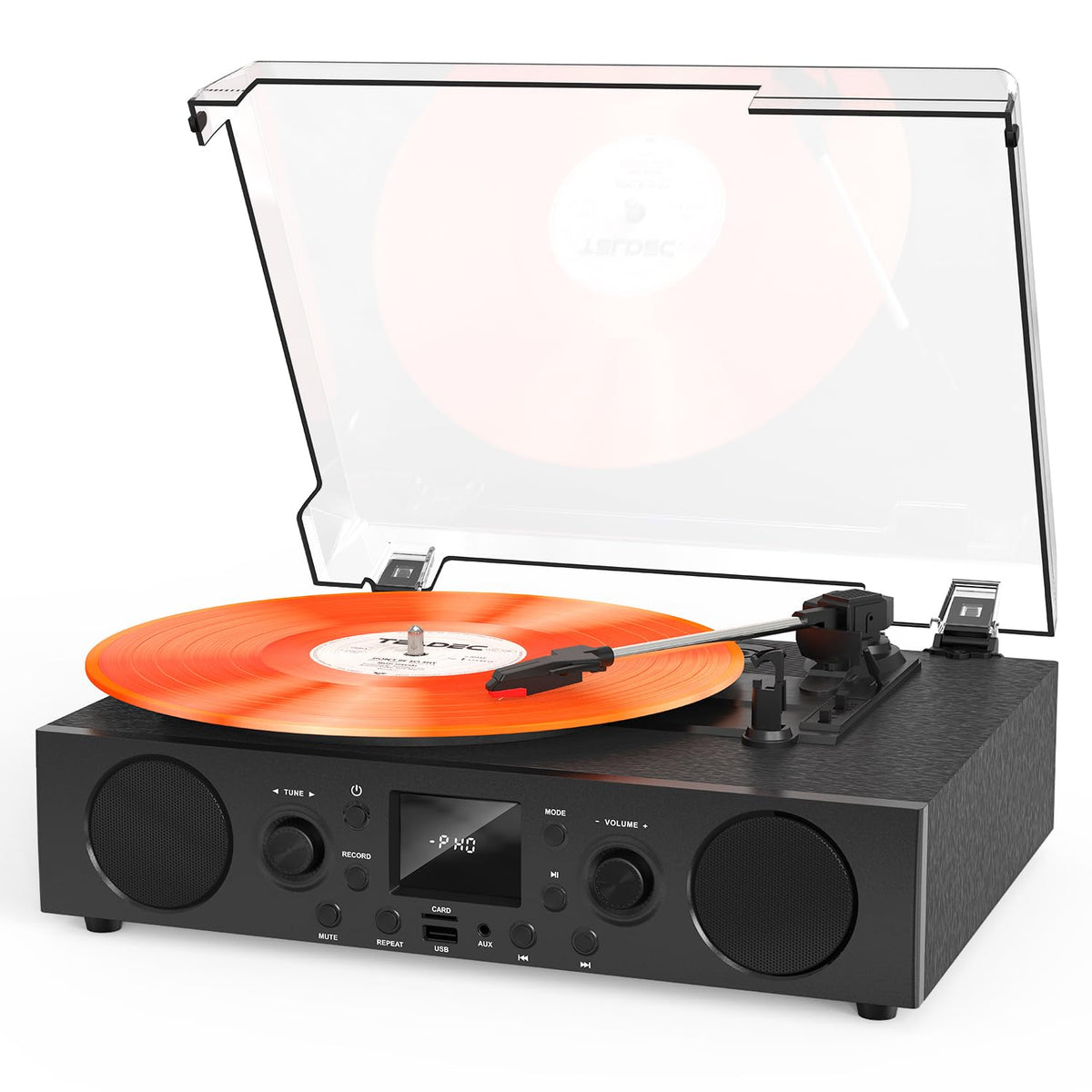 MANGOSTAN record player with built-in speakers for room-filling sound.