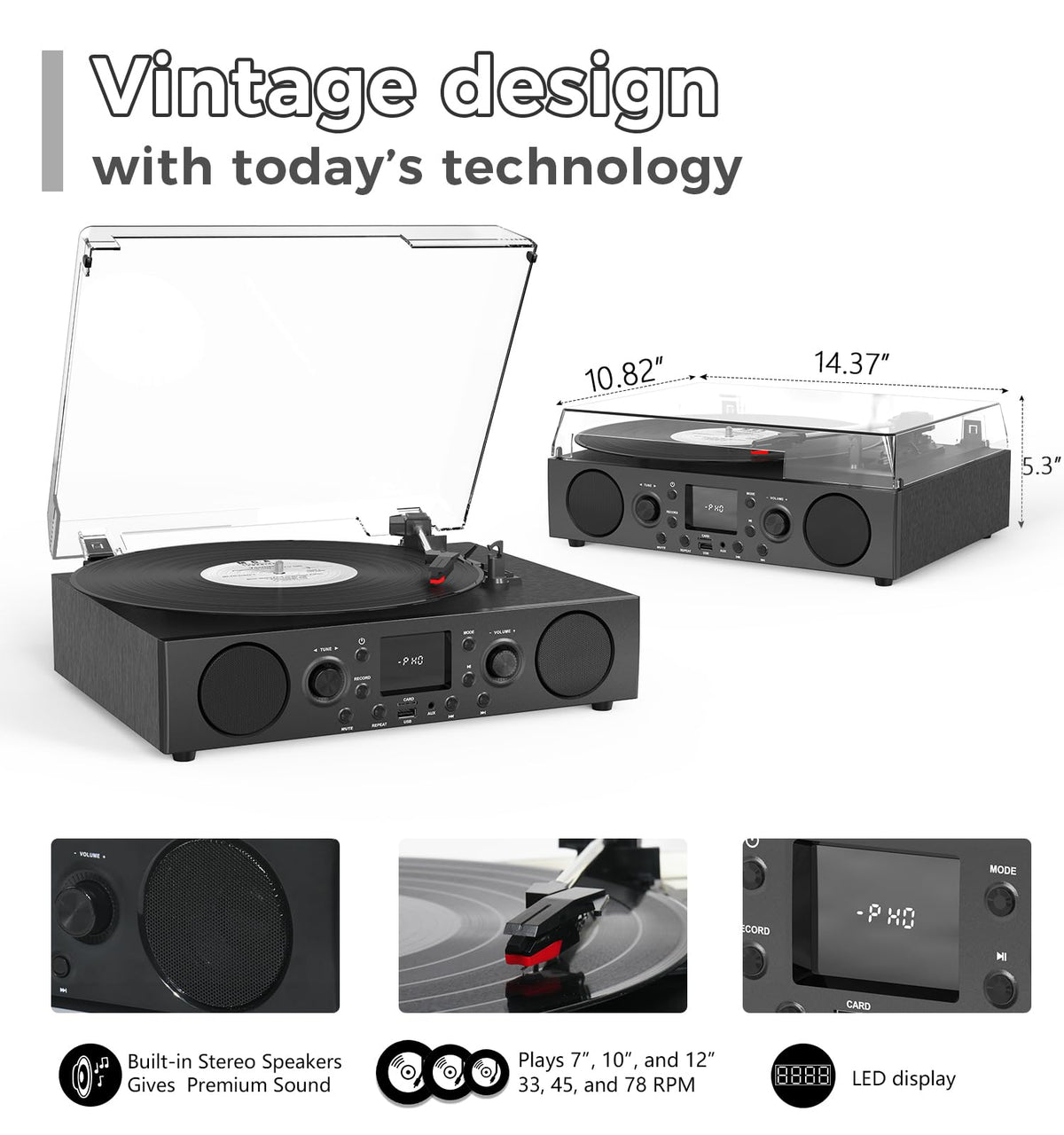 MANGOSTAN record player FM radio with presets for easy listening.