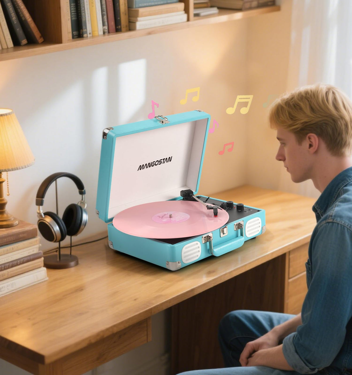 MANGOSTAN open top showing platter and turntable detail for stable vinyl playback