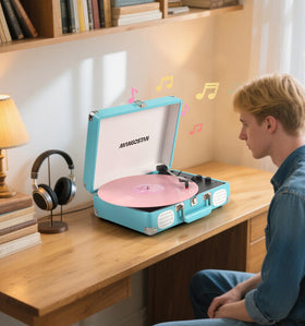 MANGOSTAN open top showing platter and turntable detail for stable vinyl playback