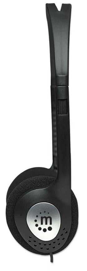 Manhattan on-ear wired headphones with a single 3-5mm plug for versatile devices.