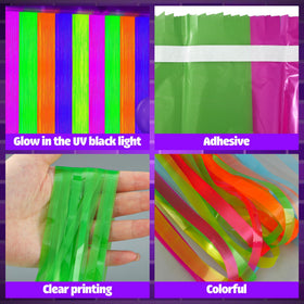 Maniaacer neon curtains glowing under blacklight to amplify party colors