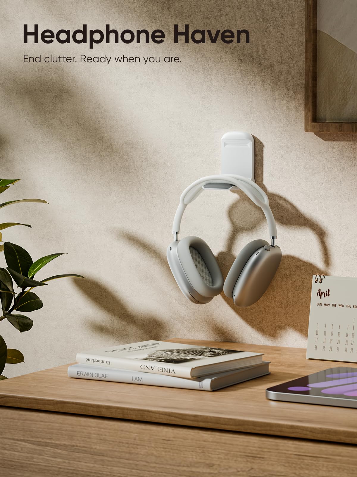 MANMUVIMO Headphone Stand adhesive base fixed on smooth desk surface