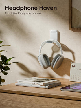 MANMUVIMO Headphone Stand adhesive base fixed on smooth desk surface