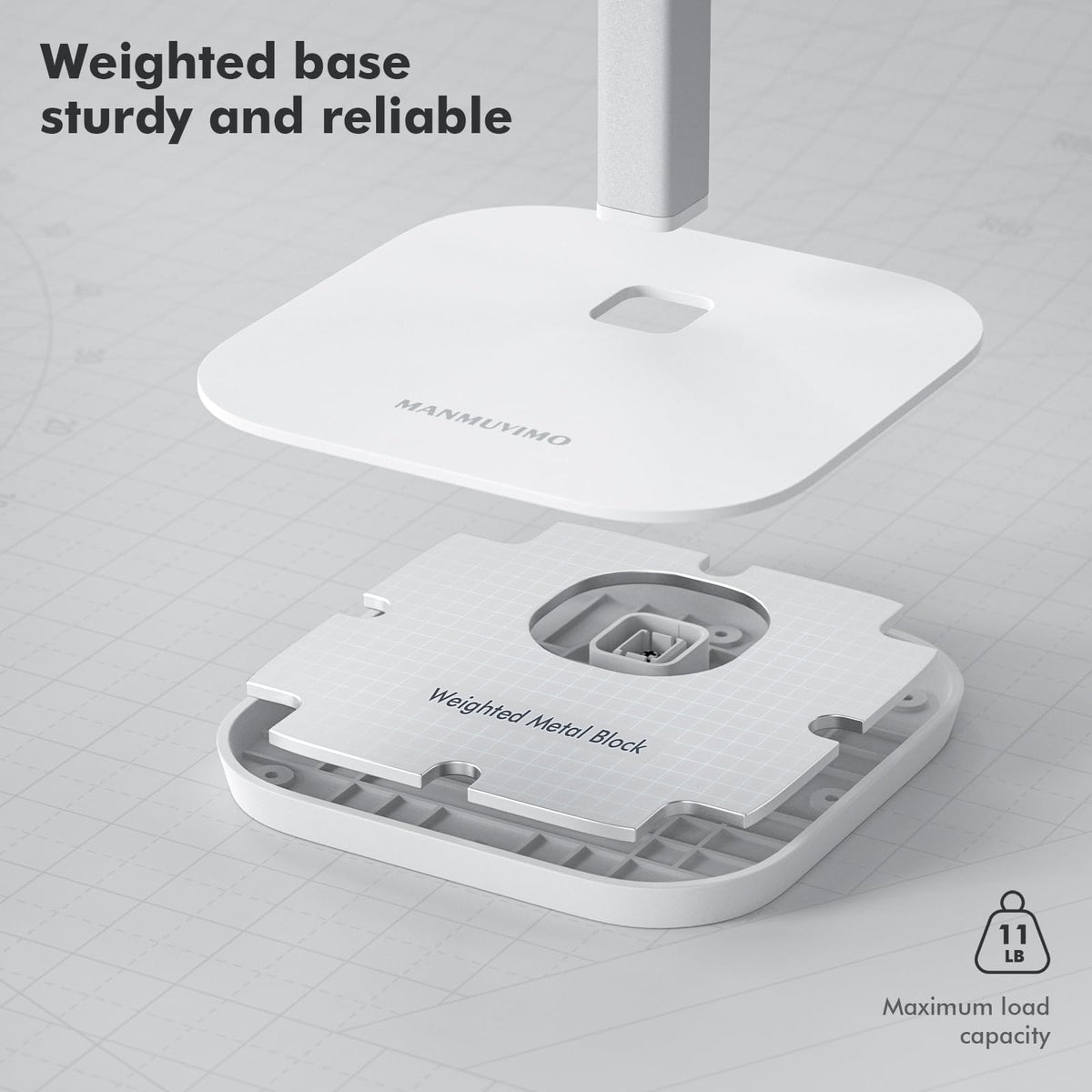 MANMUVIMO anti-slip base keeps the stand securely in place.