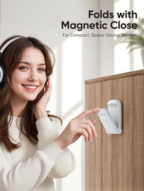 MANMUVIMO Headphone Stand on desktop clip organizes cables neatly