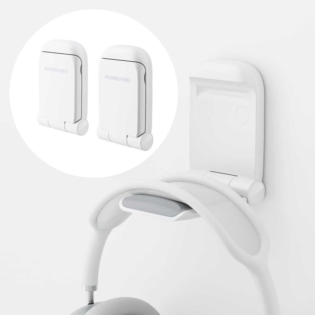 MANMUVIMO Headphone Stand with foldable arm for easy reach and storage