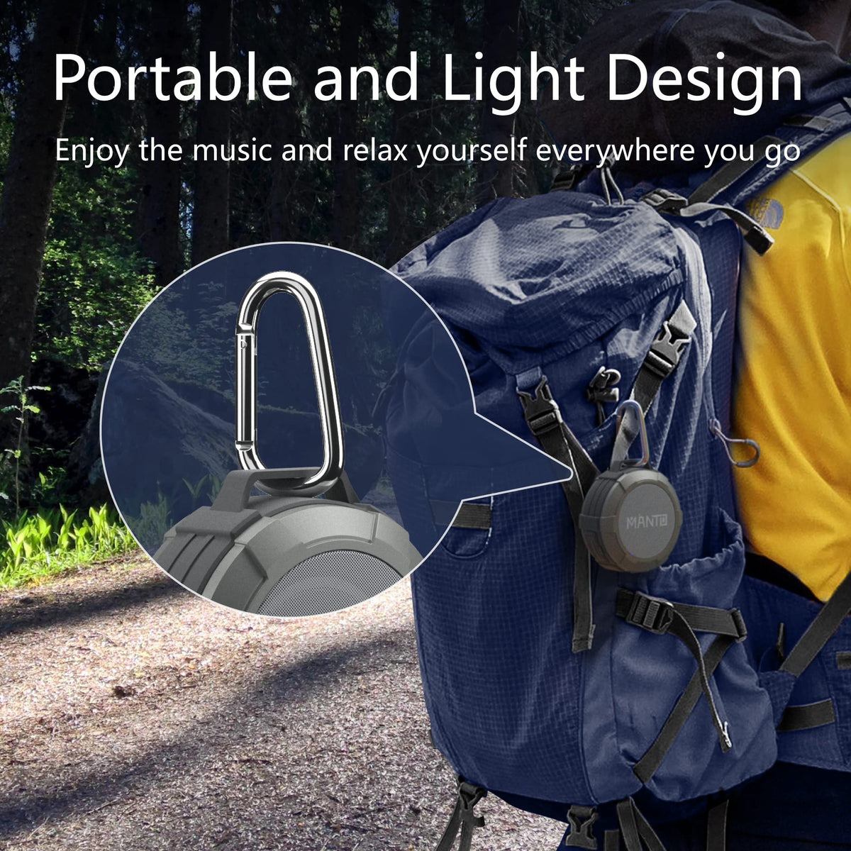 MANTO 12-hour battery for long listening on trips.