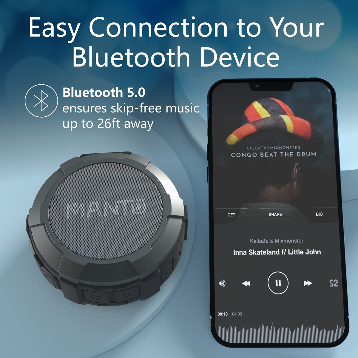 MANTO microSD playback up to 32GB for offline music.