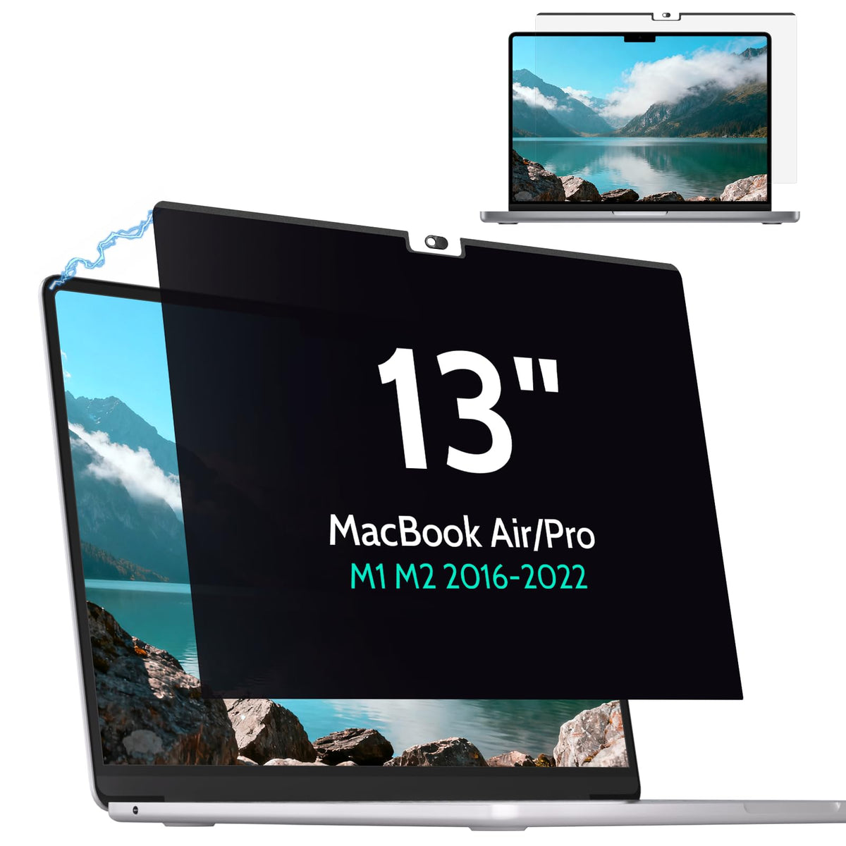 Mao Yeye front view of privacy screen fitted on MacBook showing protection benefit