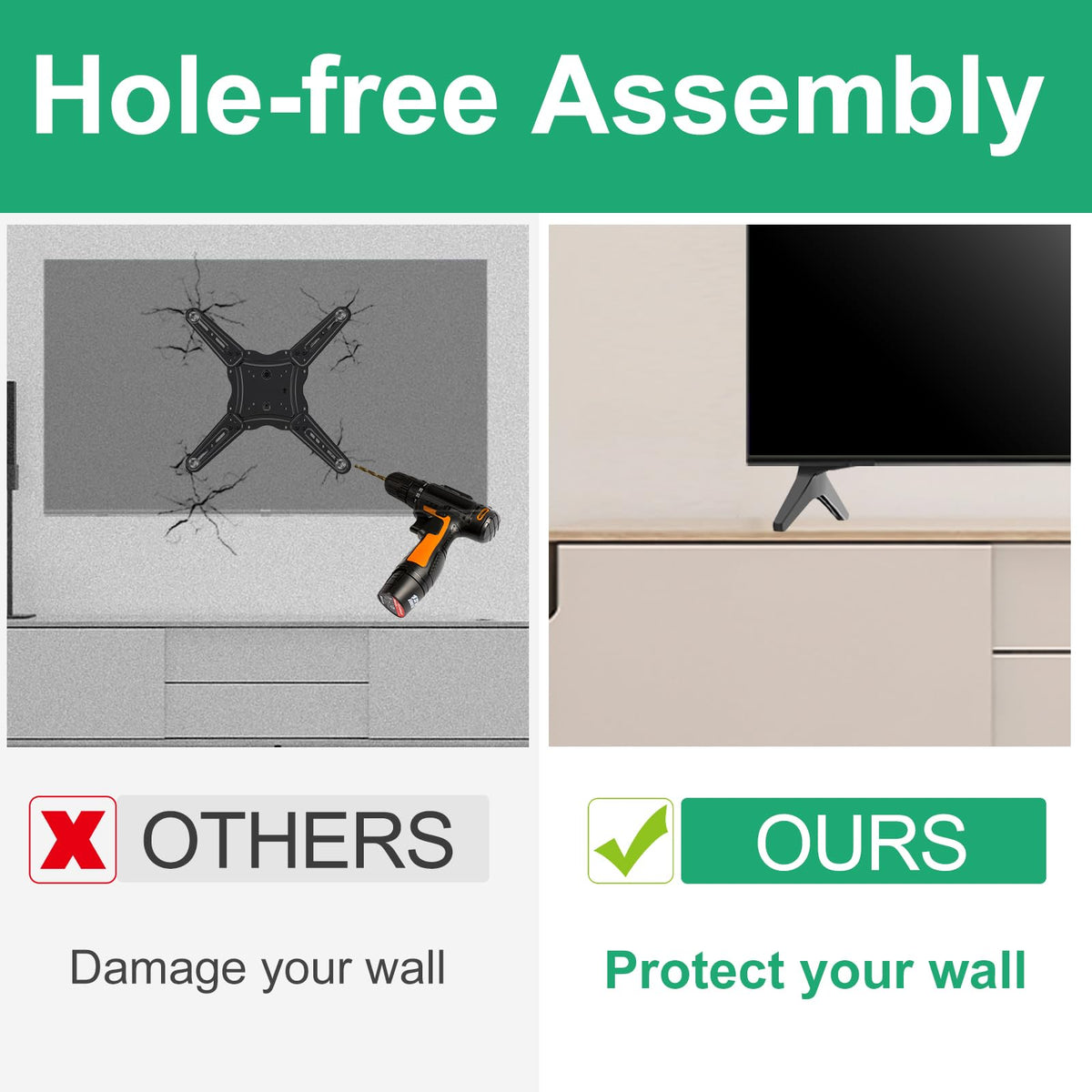 Maozhren LG TV stand legs for 65UN7300 ensure solid stability and wall-safe design