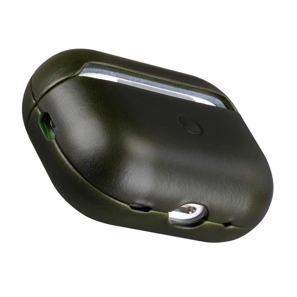 Maogoam AirPods Pro 2 leather case front LED visible for quick status checks.