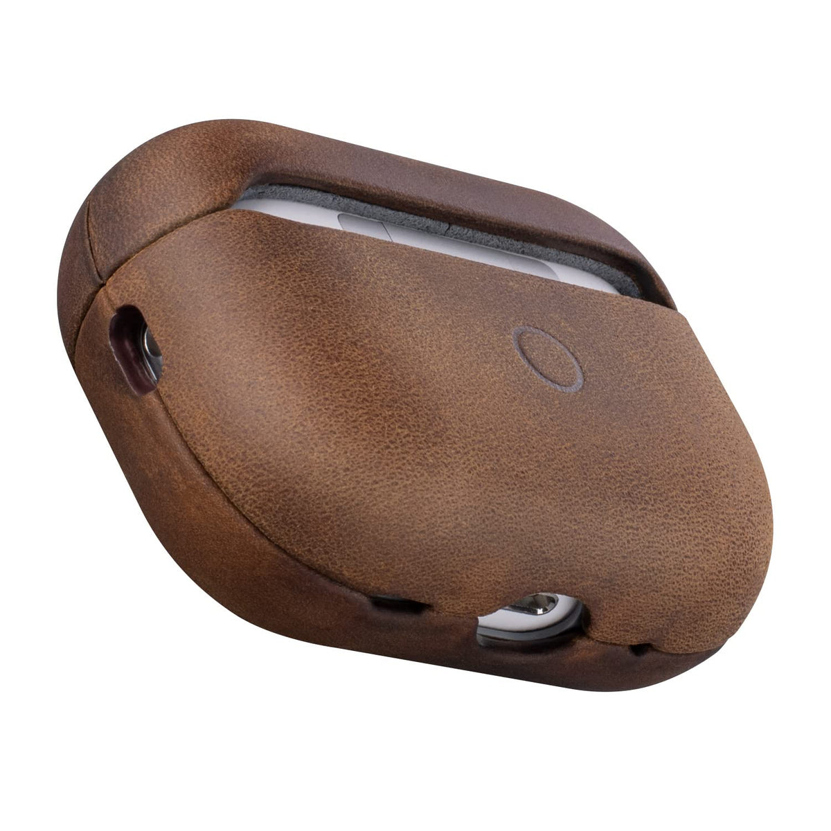 Maogoam AirPods Pro 2 leather case with front LED visibility for quick status checks
