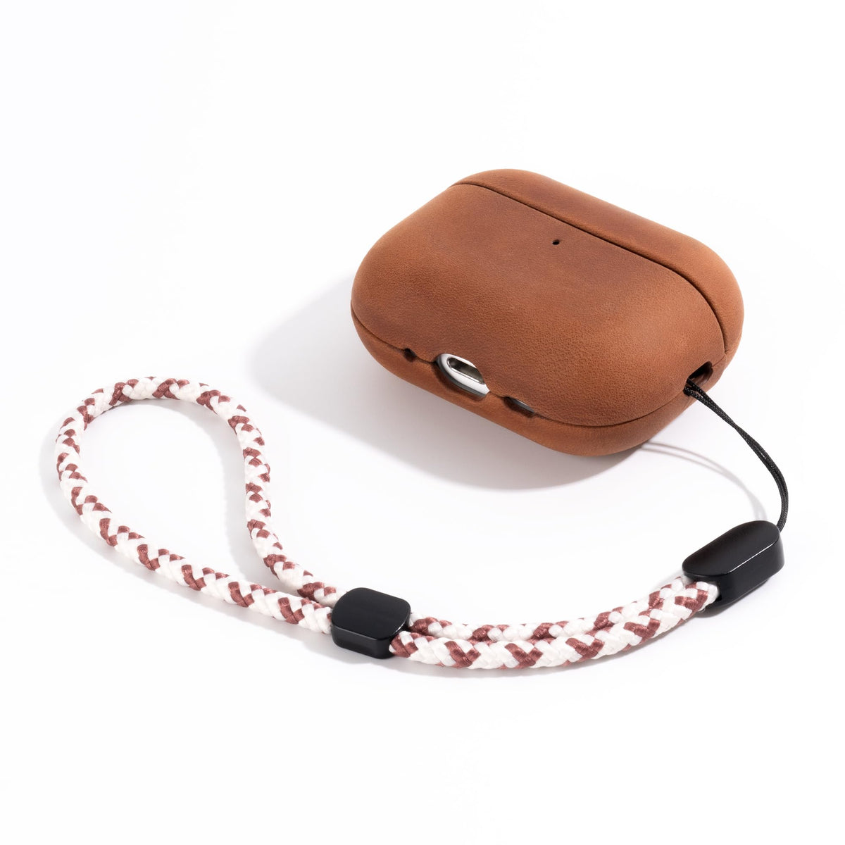 Maogoam AirPods Pro 3 case shows patina development highlighting rugged leather character.