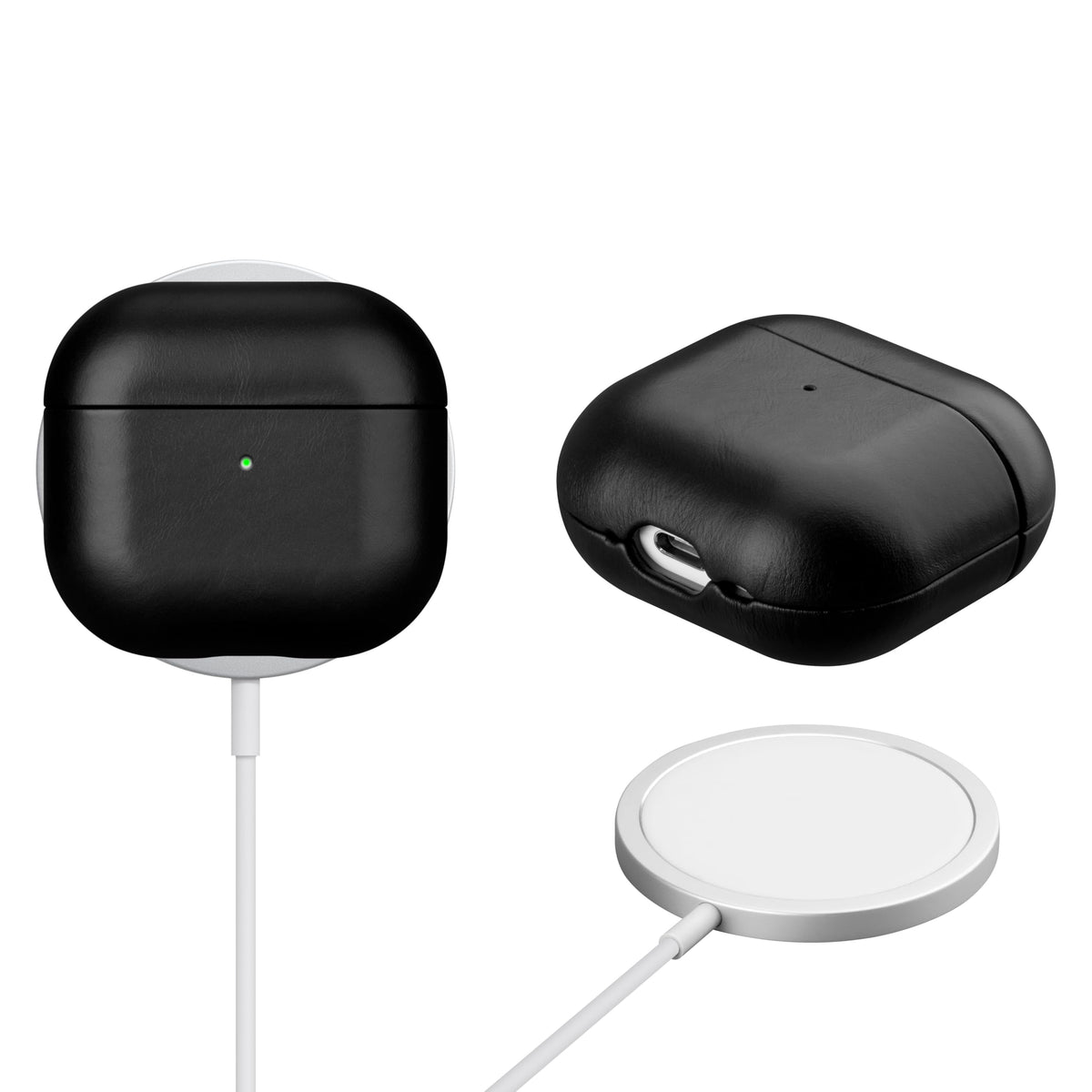Maogoam AirPods 4 gloss black faux-suede finish offering comfortable handling
